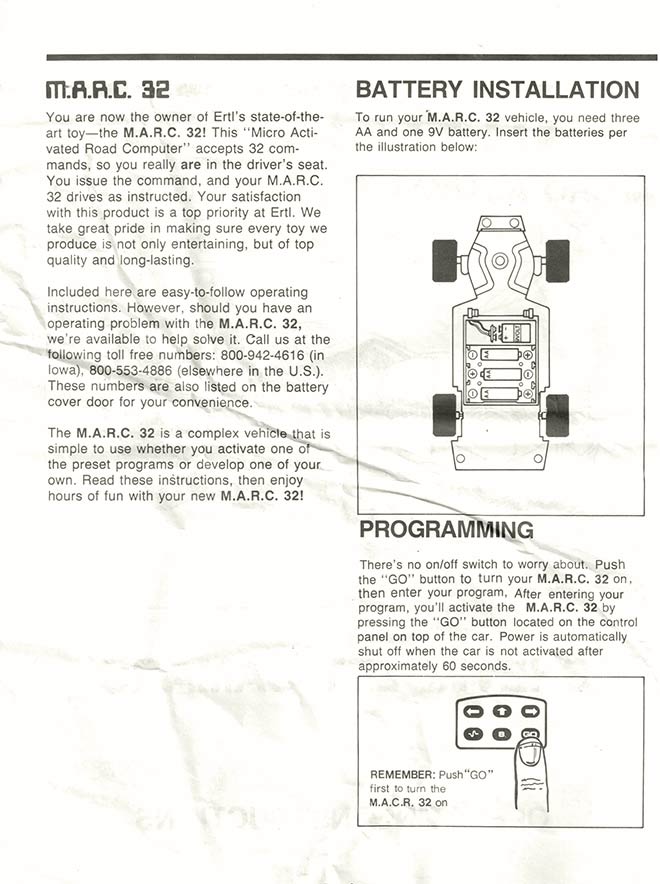 MARC 32 Camaro - Ertl (1986) INSTRUCTIONS